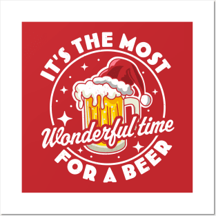 It's The Most Wonderful Time For A Beer - Beer Drinking Xmas Posters and Art